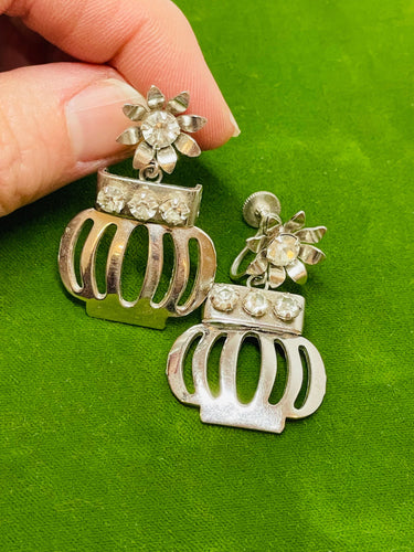 Silver and Rhinestone Bracelet and Earrings set Devil's Details